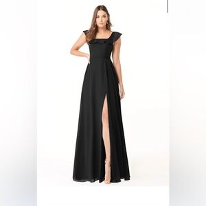 Azazie Black Maxi Dress with Slit